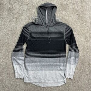 Division Men's Gray Black Striped Long Sleeve Hoodie Size L